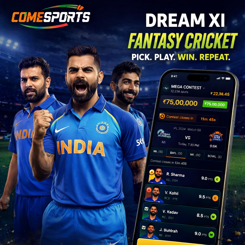 RS9 COM fantasy cricket and India team visual